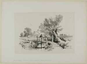 Paisaje con niño pescando de James Duffield Harding