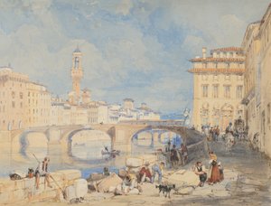Ponte Santa Trinità, Florencia, antes de 1832 de James Duffield Harding