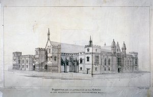 Sugerencias para alteraciones en los edificios adyacentes al Westminster Hall, Londres, c. 1825
