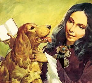 Elizabeth Barrett Browning y su cocker spaniel Flush de James Edwin McConnell