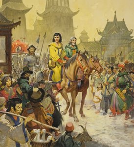 Marco Polo en Pekín, siglo XX (gouache sobre papel) de James Edwin McConnell