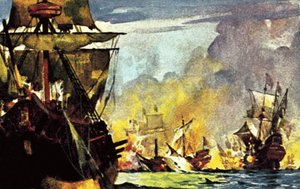 El último combate de Sir Richard Grenville en su barco 