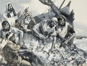 Los pescadores de hombres (gouache sobre papel)