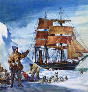 El Terra Nova en la Antártida (gouache sobre papel) de James Edwin McConnell