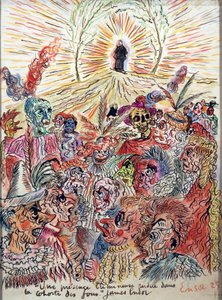 Presencia brillante perdida en la corte de los locos de James Ensor