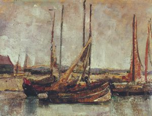 Barcos de pesca (óleo sobre cartulina sobre tabla) de James Ensor