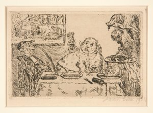 La gourmandise (Glotonería), del portafolio Les p?ch?s capitaux (Los pecados capitales) de James Ensor