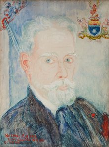 Autorretrato del barón James Ensor, su diablo y escudo de armas
