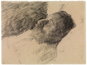 El padre del artista en la muerte (crayón sobre papel) de James Ensor