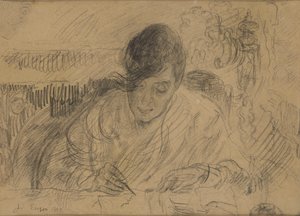 Mujer escribiendo una carta (hermana de Ensor) de James Ensor