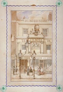 Casa Albion y la entrada al Teatro de la Princesa, Oxford Street, Westminster, Londres, c1840