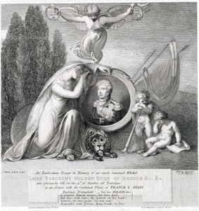 Dibujo icónico en memoria de nuestro difunto héroe Lord Vizconde Horatio Nelson (1758-1805) de James Fittler