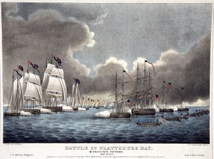 Batalla de la Bahía de Plattsburg: Victoria de McDonough, pub. 1840 de James Fuller Queen