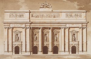 Elevación para el frente oeste de la Casa del Parlamento, Dublín, c.1787 de James Gandon