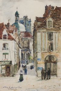 Dieppe, Rue Notre Dame, desde el muelle, c.1900 de James Garden Laing