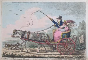 Un cockney y su esposa yendo a Wycombe, publicado por Hannah Humphrey en 1805