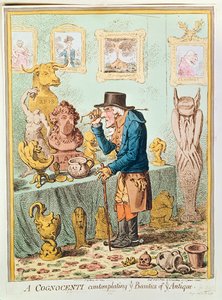 Un conocedor contemplando las bellezas de lo antiguo, publicado por Hannah Humphrey, 1801