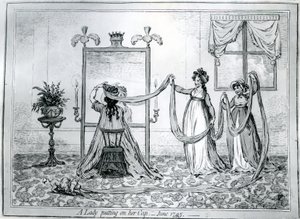 Una dama poniéndose el sombrero, 1795 de James Gillray