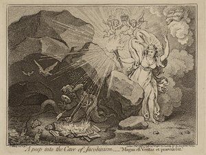 Una Mirada en la Cueva del Jacobinismo, o Magna est Veritas et praevalebit, 1798 de James Gillray