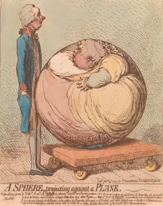 Una esfera proyectando contra un plano, 3 de enero de 1792 de James Gillray