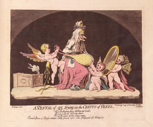 Una vestal del 93, probándose el cinto de Venus de James Gillray