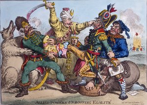 Poderes Aliados Descalzando la Igualdad, publicado por Hannah Humphrey en 1799