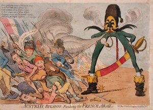 El espantajo austriaco asustando al ejército francés de James Gillray