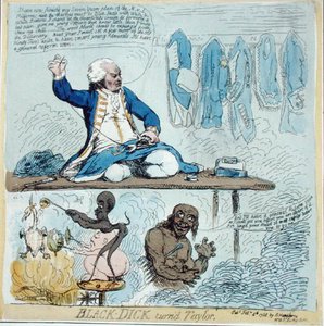 Black-Dick convertido en sastre de James Gillray