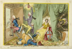 Britannia Entre la muerte y los médicos de James Gillray