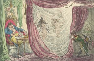 Ocupaciones anteriores, o, Madame Talian y la Emperatriz Josefina bailando Na..., 20 de febrero de 1805 de James Gillray
