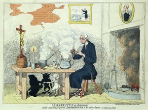 Cincinnatus en retiro, pub. 1782 (grabado coloreado a mano)