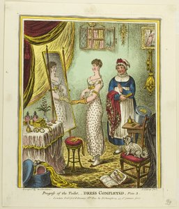Vestido Terminado, placa tres del Progreso del Retrete de James Gillray