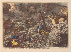 El fin de la invasión irlandesa o la destrucción de la armada francesa de James Gillray