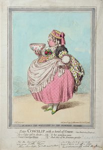Entra Cowslip, con un cuenco de crema, publicado por Hannah Humphrey en 1795