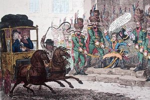 Despreocupación alemana o La vexación de Little Boney o El viaje diplomático reciente por París de James Gillray