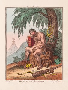 Hércules reposando, pub. 1799 (grabado a mano) de James Gillray