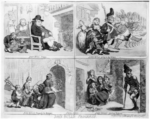 El progreso de John Bull, publicado por Hannah Humphrey, 1793 de James Gillray