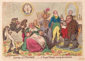 Dejando de usar polvo, o una familia frugal ahorrando la guinea de James Gillray