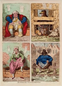Mercancías nacionales. (descripción y comparación de baños en Inglaterra, Escocia, Francia y Holanda). Obra de James Gillray (1757-1815), grabado y acuarela