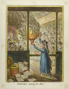 Pandora abre su caja de James Gillray