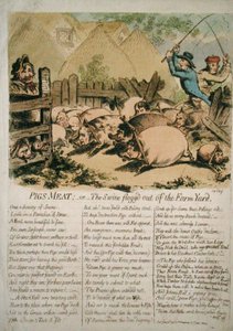 Carne de cerdo, o los cerdos azotados fuera del corral de James Gillray