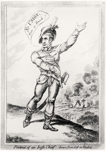 Retrato de un jefe irlandés, dibujado del natural en Wexford, publicado por H. Humphrey, 10 de julio de 1798