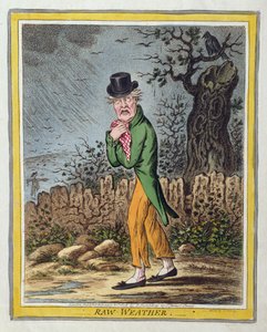 Clima Crudo, publicado por Hannah Humphrey en 1808 (aguafuerte coloreado a mano) de James Gillray