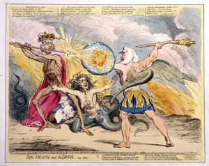 Pecado, Muerte y el Diablo, publicado por Hannah Humphrey en 1792