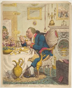 La Templanza Disfrutando de una Comida Frugal, 28 de julio de 1792 de James Gillray