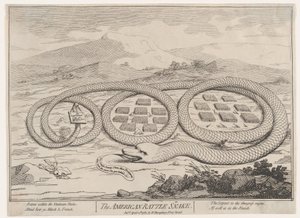 La serpiente de cascabel americana, 12 de abril de 1782. de James Gillray.