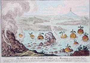 Las manzanas y los excrementos de caballo o Buonaparte entre las manzanas doradas de James Gillray