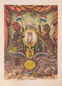 Las armas de Francia, pub. 1805 (grabado coloreado a mano) de James Gillray