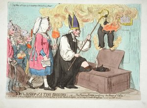 El obispo de A Tuns Breeches; - ¡El ardiente Eveque purificando la casa de oficina! A los patriotas de Francia e Inglaterra, esta representación del ardiente celo del santo Attaceh a la misión