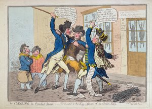 El Caneing en Conduit Street, publicado por Hannah Humphrey en 1796 de James Gillray